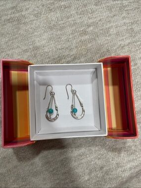 Sterling Silver Teardrop Earrings with Turquoise Beads